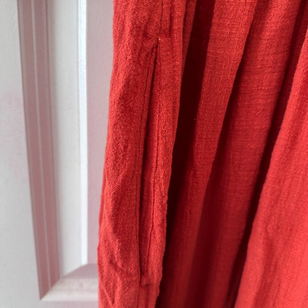 NWT Madewell Marianna Puff-Sleeve Midi Dress Orange Women's Size Medium Peasant - Picture 10 of 16